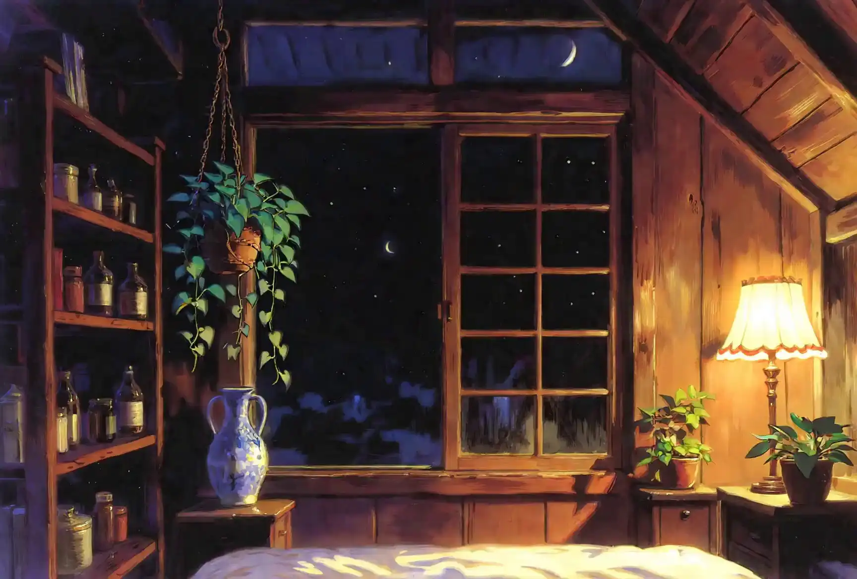 Studio Ghibli style anime interior animated from still image — Grok Imagine Video 1.5 I2V output